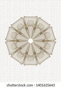 Brown passport style rosette. Vector Illustration. Detailed.