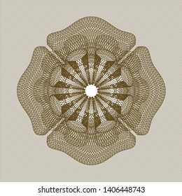 Brown passport style rosette. Vector Illustration. Detailed.
