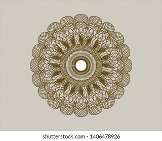 Brown passport style rosette. Vector Illustration. Detailed.