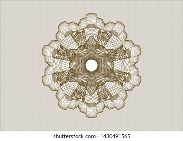 Brown passport style rosette. Vector Illustration. Detailed.