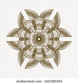 Brown passport style rosette. Vector Illustration. Detailed.