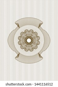 Brown passport style rosette. Vector Illustration. Detailed.