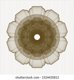 Brown passport style rosette. Vector Illustration. Detailed.
