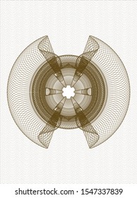 Brown passport style rosette. Vector Illustration. Detailed.