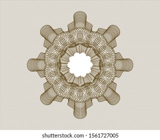 Brown passport style rosette. Vector Illustration. Detailed.