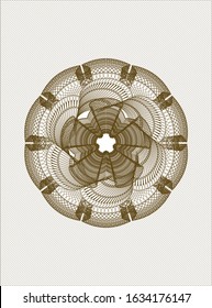 Brown passport style rosette. Vector Illustration. Detailed.