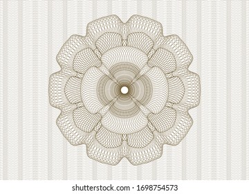 Brown passport style rosette. Vector Illustration. Detailed.