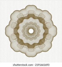 Brown passport style rosette. Vector Illustration. Detailed. 