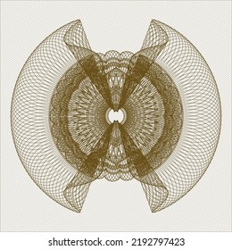 Brown passport style rosette. Vector Illustration. Detailed. 