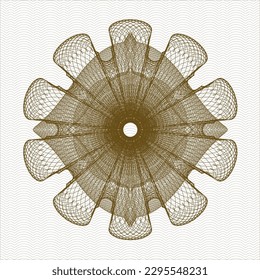 Brown passport style rosette. Vector Illustration. Detailed. 