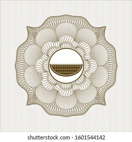 Brown passport style rosette with watermelon icon inside
