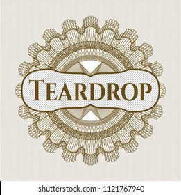 Brown passport style rossete with text Teardrop inside