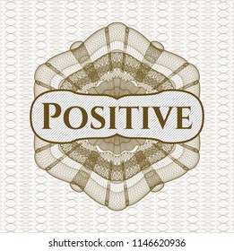 Brown passport style rossete with text Positive inside