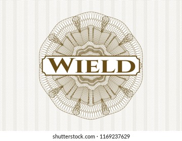 Brown passport style rossete with text Wield inside