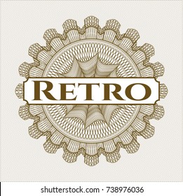 Brown passport style rossete with text Retro inside