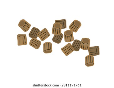 Brown pasta type concept. Flour products and tasty eating. Traditional Italian cuisine. Ingredient for making pasta. Cartoon flat vector illustration isolated on white background