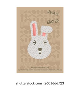 Brown Pastel Easter Day Poster Set for Design Elements with Geometric Easter Pattern