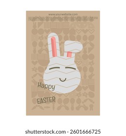 Brown Pastel Easter Day Poster Set for Design Elements with Geometric Easter Pattern