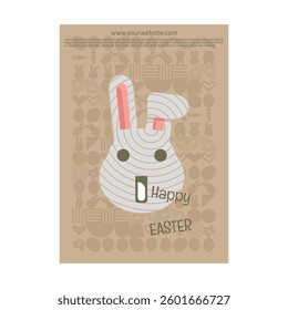 Brown Pastel Easter Day Poster Set for Design Elements with Geometric Easter Pattern