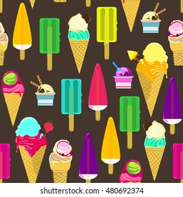 brown pattern of different ice cream