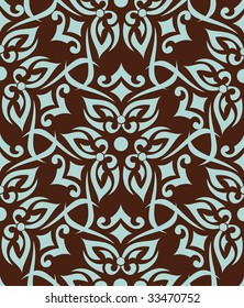 Brown pattern on blue background. Vector illustration.