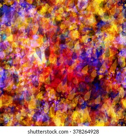 Brown pattern of triangles and drops. Vector abstract seamless background, watercolor effect.