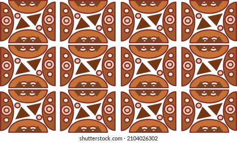 Brown pattern with tribal feeling with semicircles and triangles