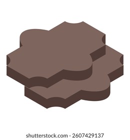 Brown paving slabs are laying on top of each other, showing different possible laying patterns