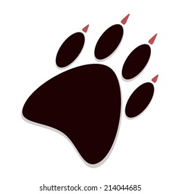 brown paw print. isolated on white background. flat style modern vector illustration