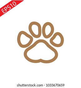 Brown Paw Prints . Vector Illustration