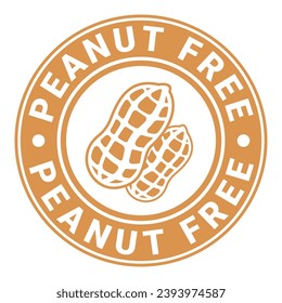 Brown Peanut Free isolated round stamp sticker vector illustration