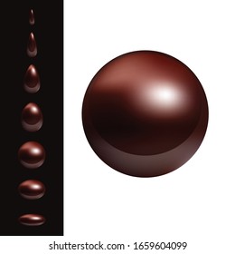 
Brown pearls.Drops of chocolate on a brown background.Vector image.