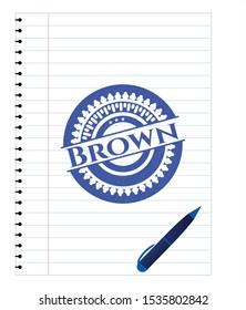Brown pen effect. Blue ink. Vector Illustration. Detailed.