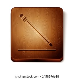 Brown Pencil with eraser and line icon isolated on white background. Education sign. Drawing and educational tools. School office symbol. Wooden square button. Vector Illustration