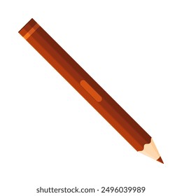 Brown pencil icon. Flat vector illustration isolated on white background. Art and creativity concept. Perfect for educational materials