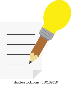 Brown pencil with light bulb tip drawing lines