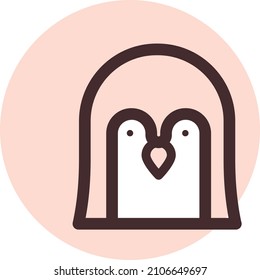 Brown penguin head, illustration, vector on a white background.