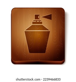 Brown Perfume icon isolated on white background. 8 March. International Happy Women Day. Wooden square button. Vector Illustration