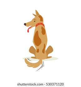 Brown Pet Dog Turned Its Back Sulking, Animal Emotion Cartoon Illustration