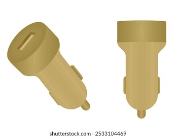 Brown  phone car charger. vector illustration