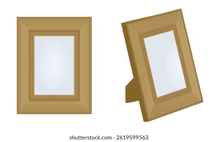 Brown   photo frame. vector illustration 