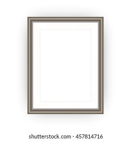 Brown picture frame with blank space, A4 or A3 format, isolated on white. Vector illustration EPS 10