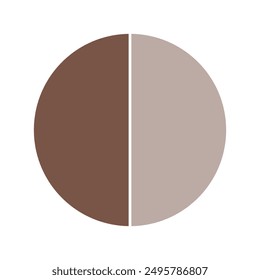 Brown pie chart with 2 parts chart, 2 circle section for business presentation concept. Overall for marketing and education goal vector.