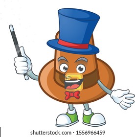 Brown pilgrim hat cartoon with mascot magician