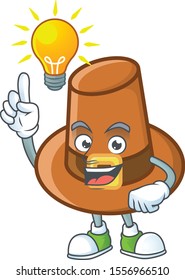 Brown pilgrim hat cartoon with mascot have an idea