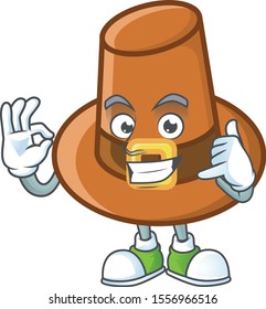 Brown pilgrim hat cartoon with mascot call me