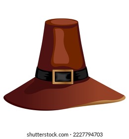 Brown, Pilgrim hat, costume element for Thanksgiving holiday and a great hat for a wizard on Halloween