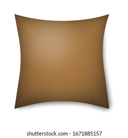 Brown pillow mockup icon isolated on white background. Vector illustration design for blank cushion case mockup icon. Cover template. Clean empty pillow for relaxation, sleeping on bed sofa.