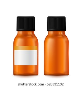 Brown pills bottle. Vector illustration isolated on white background