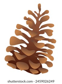 Brown pine cone in flat design. Decorative conifer spruce pinecone. Vector illustration isolated.